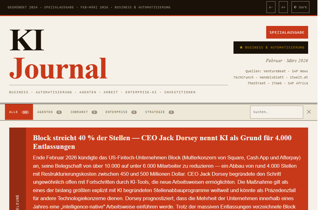KI Journal 06.03.2026: Spezialausgabe "Business & KI Automation