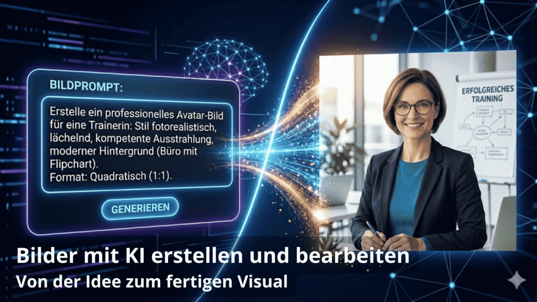 10.06.2026 | KI-WORKSPACE: Bilder mit KI erstellen und bearbeiten –Von der Idee zum fertigen Visual | Wie du mit Gemini, ChatGPT, Claude und VIBE (Le Chat) Bilder erzeugst, korrigierst, veränderst und sogar in Bewegung bringen kannst